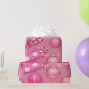 Pink Glitter Christmas Ball   Wrapping Paper