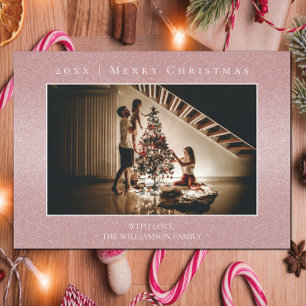 Pink Glitter Christmas Photo Card