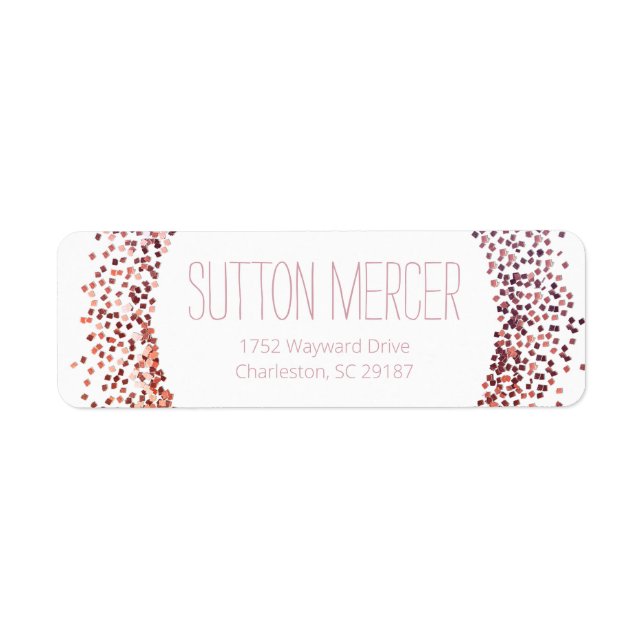 Pink Glitter Circle Return Address Label (Front)