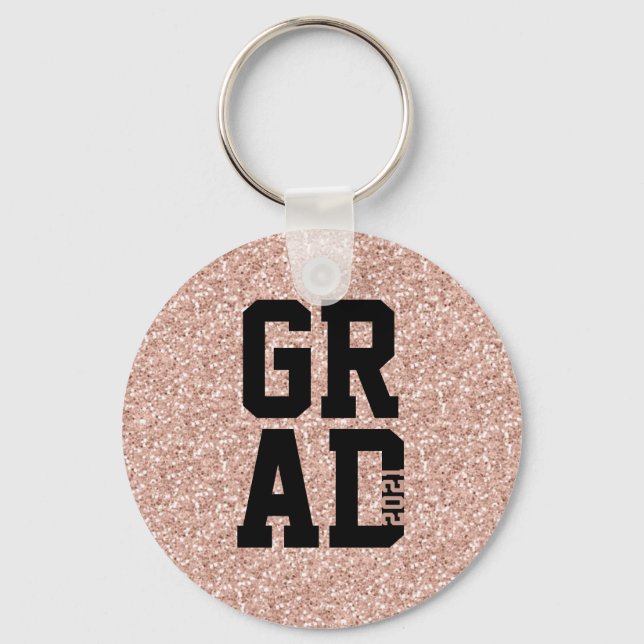 Pink Glitter Class of 2021 Graduation Keepsake Key Ring (Front)