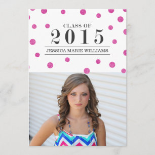 Pink Glitter Confetti Graduation Invitations
