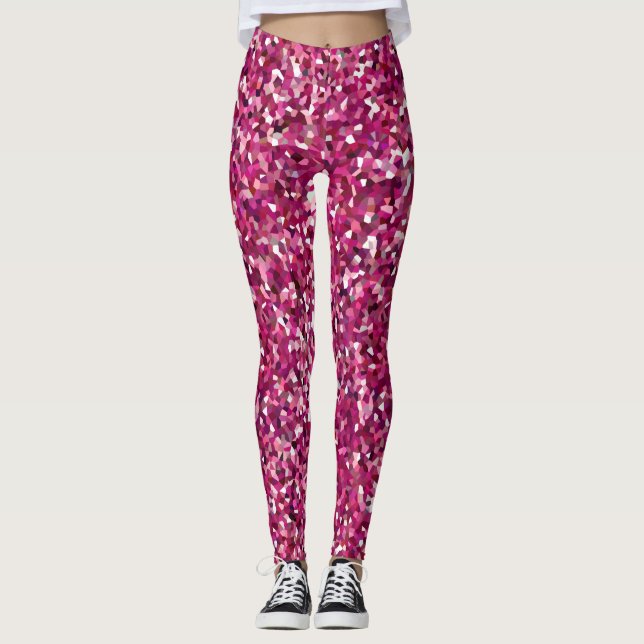 Pink Glitter Confetti / Mosaic All-Over-Print Leggings (Front)