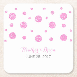 Pink Glitter Confetti Paper Coasters