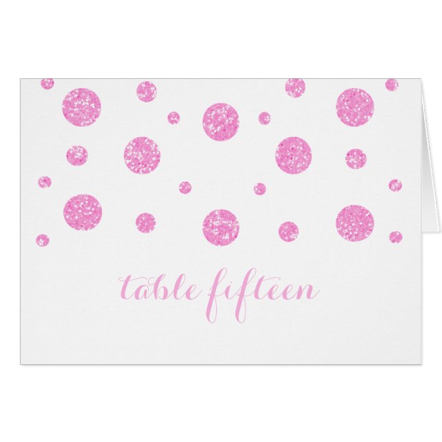 Pink Glitter Confetti Table Number Card (Front Horizontal)