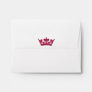 Pink Glitter Crown Royal Party Invitation Envelope