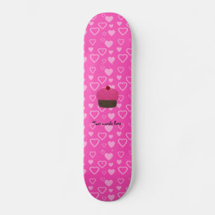 Pink glitter cupcake pink hearts skateboard