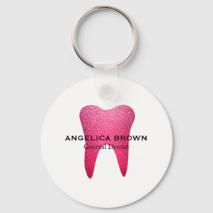 Pink Glitter Dental Key Ring