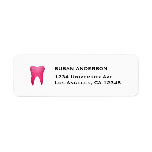 Pink Glitter Dental Return Address Label (Front)