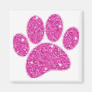 Pink Glitter Dog Pawprint Magnet