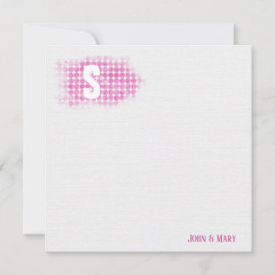 Pink Glitter Dots Monogram  Card