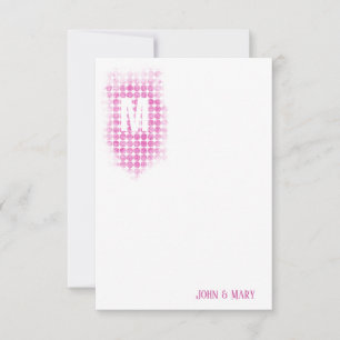 Pink Glitter Dots Monogram Card