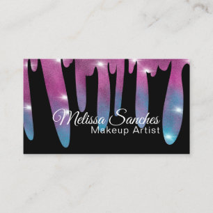 Pink Glitter Dripping Eyelash Makeup  Artist Business Card