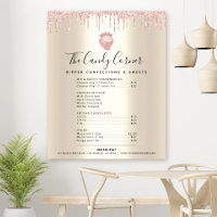 Pink Glitter Drips Dessert Menu Price List Gold