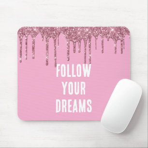 Pink Glitter Drips Mouse Pad