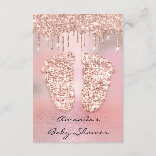 Pink  Glitter Drips Rose Gold  Baby Shower Feet Invitation