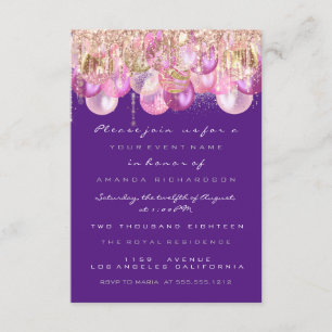 Pink Glitter Drips Rose Violet Bridal Sweet 16th Invitation