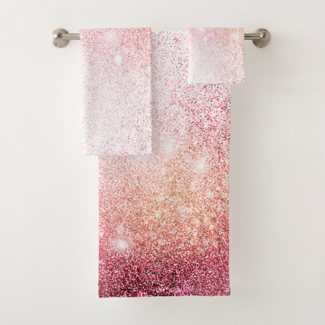 Pink Glitter Elegant Bath Towel Set (Insitu)