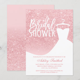 Pink glitter elegant chic dress Bridal shower Invitation
