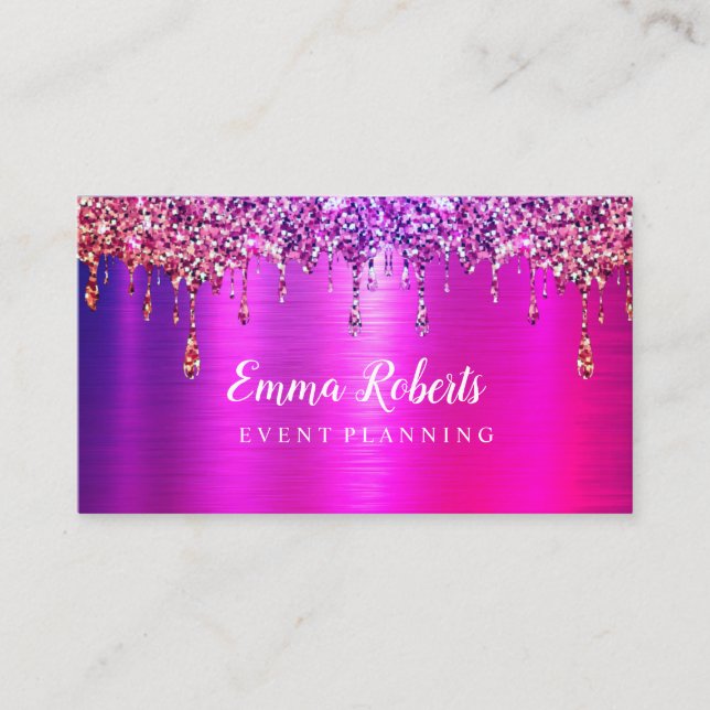 PINK Glitter Event Business Card (Front)