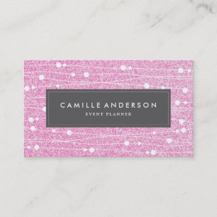 Pink Glitter Event Planner Business Card Template
