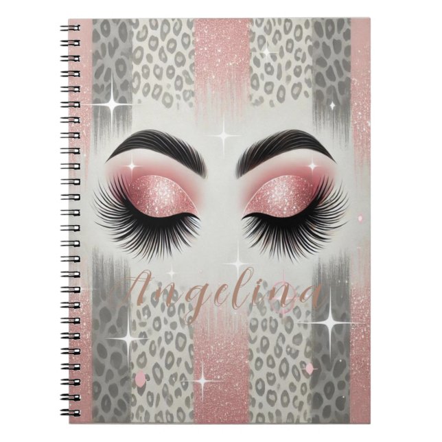  Pink Glitter Eyelashes  Notebook (Front)