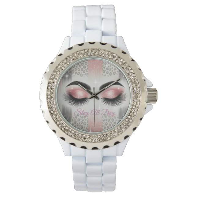 Pink Glitter Eyelashes  Watch (Front)