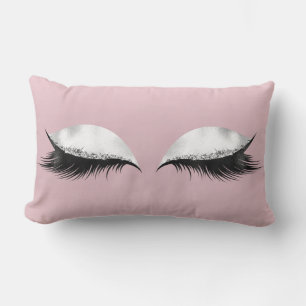 Pink Glitter Eyes Makeup Salmon Black White Grey Lumbar Cushion