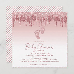 Pink Glitter Feet Drips Baby Shower invitation