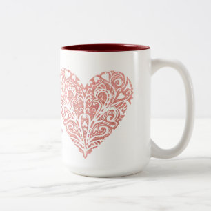Pink Glitter Filigree Personalized Valentine Mug
