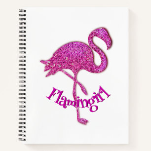 Pink Glitter Flamingo Chic Personalised Notebook