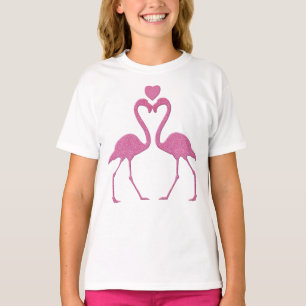 Pink Glitter Flamingo Valentine's Day Kid Shirt