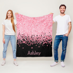 Pink Glitter  Fleece Blanket
