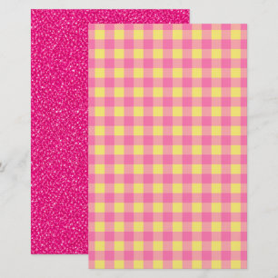 Pink Glitter & Gingham Reversible Scrapbook Paper