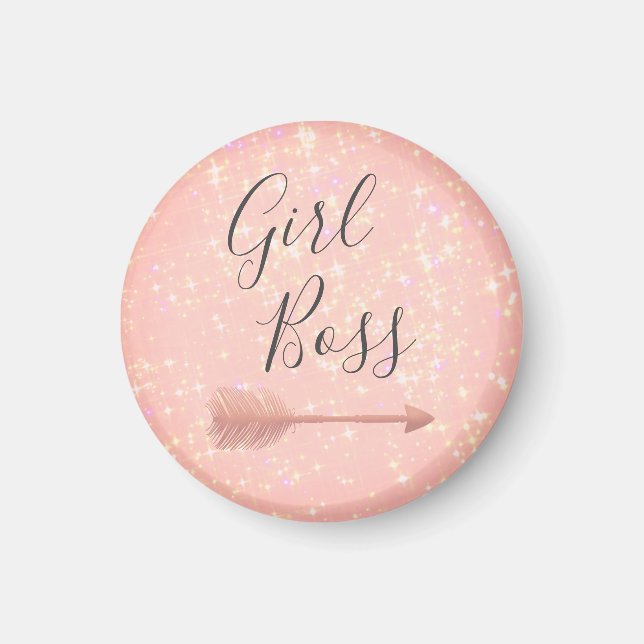 Pink Glitter Girl Boss  Magnet (Front)