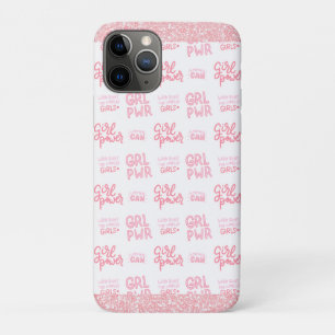 Pink Glitter Girl Power Bling Glam Girly iPhone 11 Pro Case