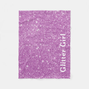 Pink Glitter Girl Show Your Glamours Sparkle Fleece Blanket