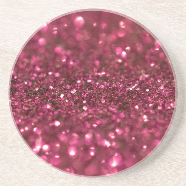 Pink Glitter Girly Trendy Texure Modern Hot Pink Coaster (Front)