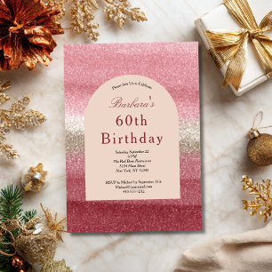Pink Glitter Glam Bling Sparkle 60th Birthday Invitation
