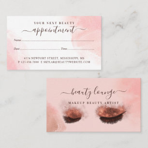 Pink Glitter Glam Eyelashes Beauty Lash Artist Appointment Card