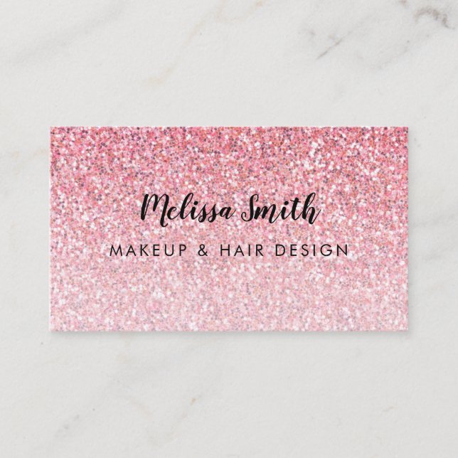 Pink Glitter Glam Makeup Artist Hair Salon Busines Business Card (Front)