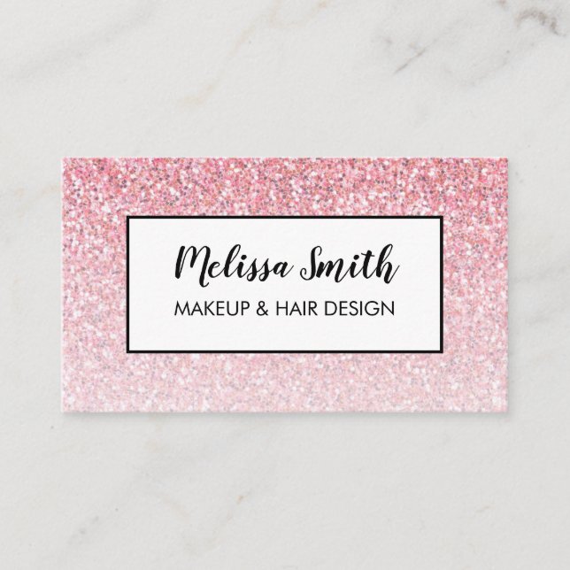 Pink Glitter Glam Makeup Artist Hair Salon Business Card (Front)