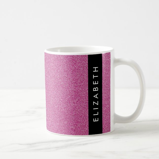 Pink Glitter, Glitter Background, Your Name Coffee Mug (Right)