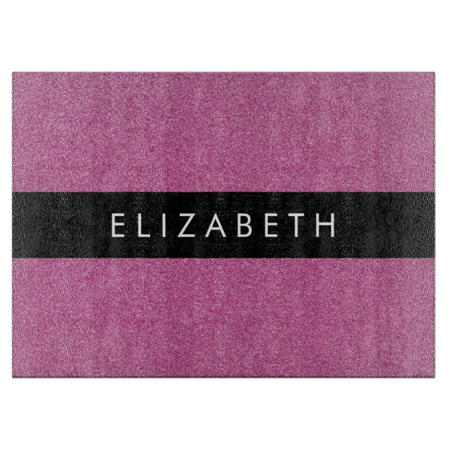 Pink Glitter, Glitter Background, Your Name Cutting Board (Front)