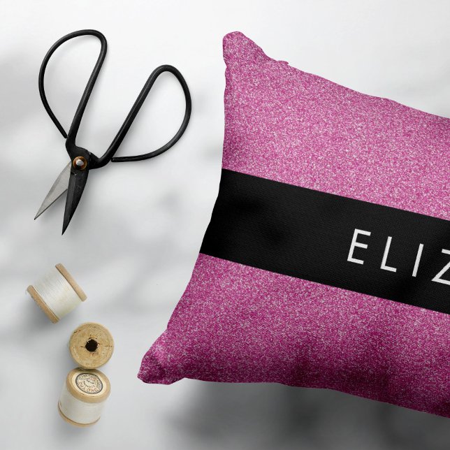 Pink Glitter, Glitter Background, Your Name Decorative Cushion (Creator Uploaded)