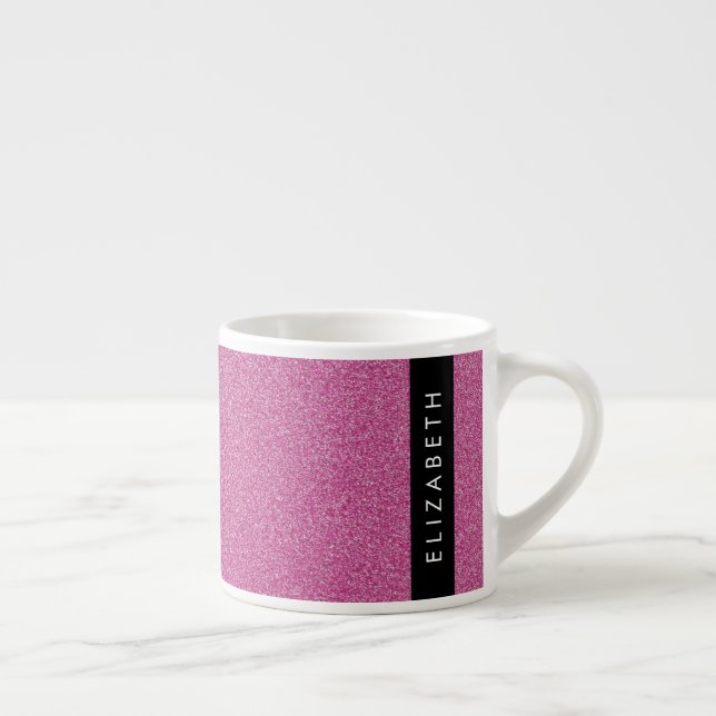 Pink Glitter, Glitter Background, Your Name Espresso Cup (Right)