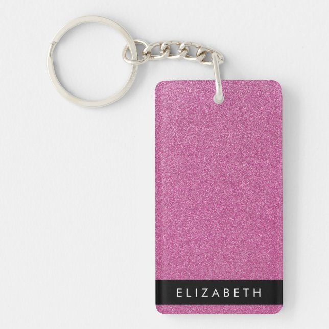 Pink Glitter, Glitter Background, Your Name Key Ring (Front)