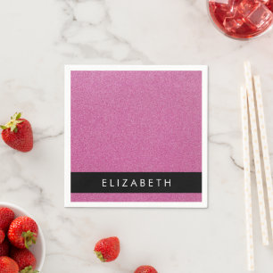 Pink Glitter, Glitter Background, Your Name Napkin
