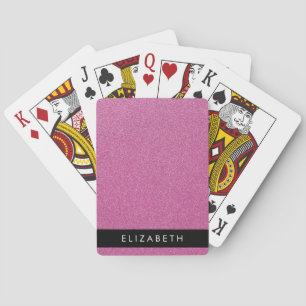 Pink Glitter, Glitter Background, Your Name Playing Cards