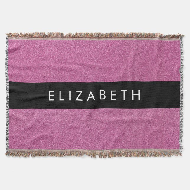 Pink Glitter, Glitter Background, Your Name Throw Blanket (Front)