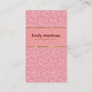 Pink Glitter Gold Accents Business Card